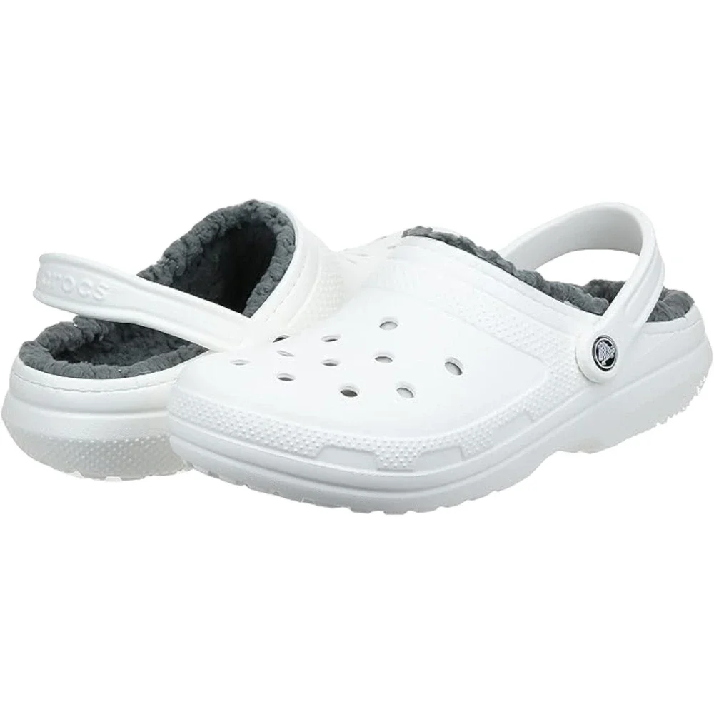 Crocs Classic Lined White/Grey Slip On Clog Adult Men's Size 11